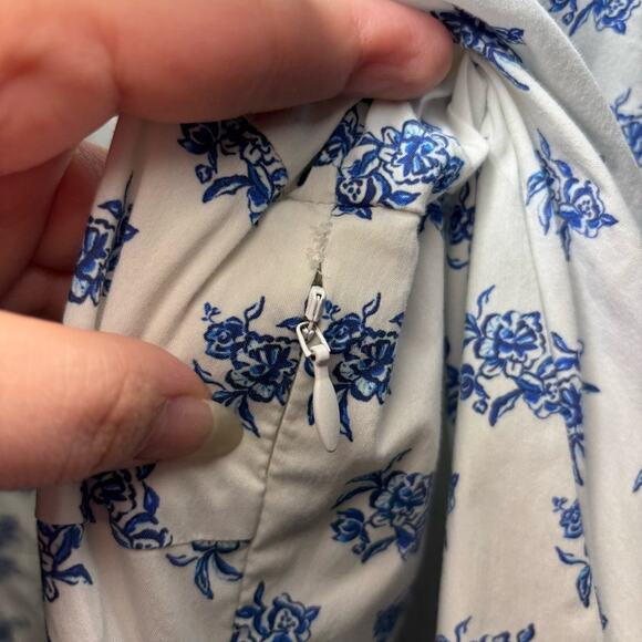 Caroline Constas Blue and White Julian Mini Dress Puffy Sleeves Women’s Size L - Picture 9 of 10